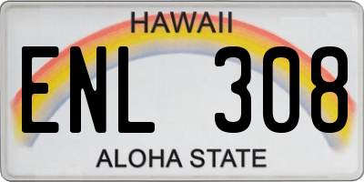 HI license plate ENL308