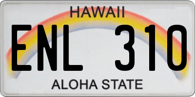 HI license plate ENL310