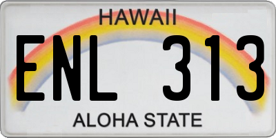 HI license plate ENL313