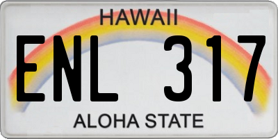 HI license plate ENL317