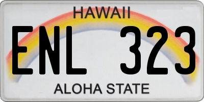HI license plate ENL323