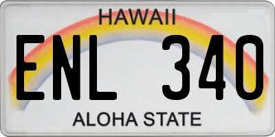 HI license plate ENL340