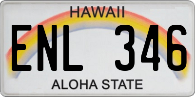 HI license plate ENL346
