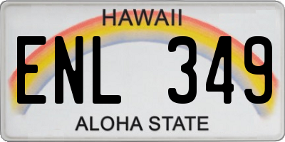 HI license plate ENL349