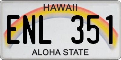 HI license plate ENL351