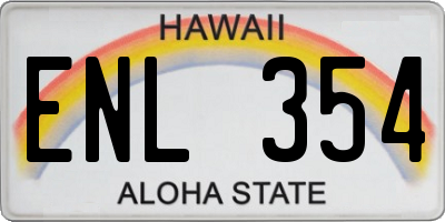 HI license plate ENL354