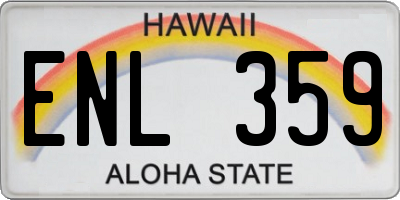 HI license plate ENL359
