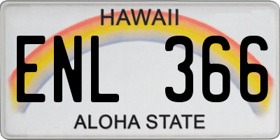 HI license plate ENL366