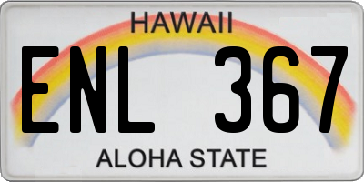 HI license plate ENL367