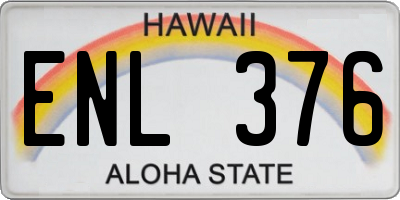 HI license plate ENL376
