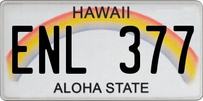 HI license plate ENL377