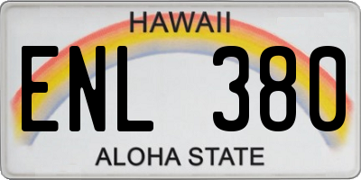HI license plate ENL380