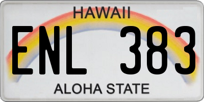 HI license plate ENL383