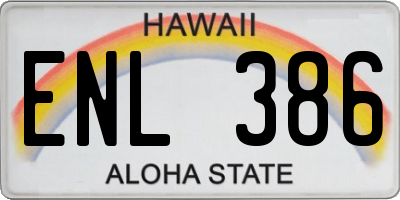 HI license plate ENL386