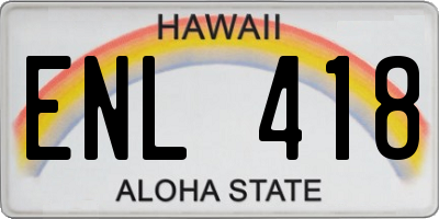 HI license plate ENL418