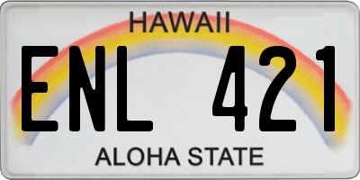 HI license plate ENL421