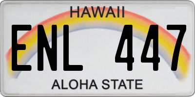 HI license plate ENL447
