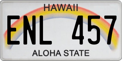 HI license plate ENL457