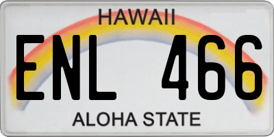 HI license plate ENL466