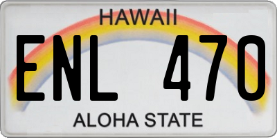 HI license plate ENL470