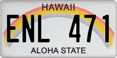 HI license plate ENL471