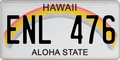 HI license plate ENL476
