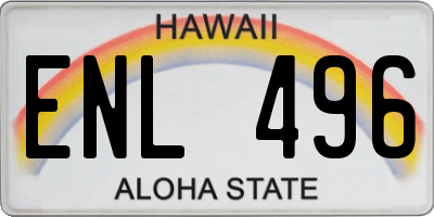 HI license plate ENL496