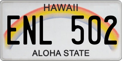 HI license plate ENL502