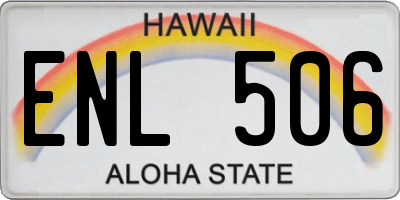 HI license plate ENL506