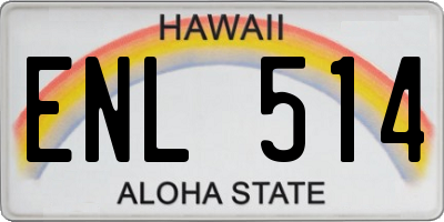 HI license plate ENL514