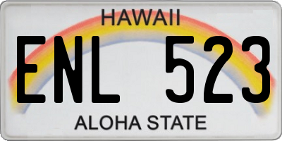 HI license plate ENL523