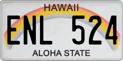 HI license plate ENL524