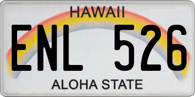 HI license plate ENL526