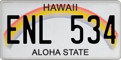 HI license plate ENL534