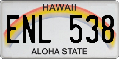 HI license plate ENL538