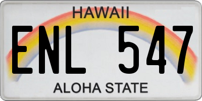 HI license plate ENL547