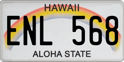 HI license plate ENL568