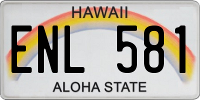 HI license plate ENL581