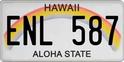 HI license plate ENL587