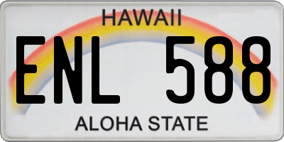 HI license plate ENL588