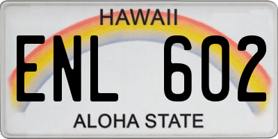 HI license plate ENL602