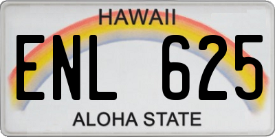 HI license plate ENL625