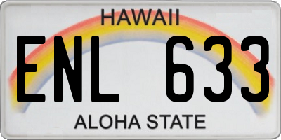 HI license plate ENL633