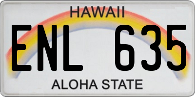 HI license plate ENL635