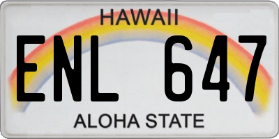HI license plate ENL647