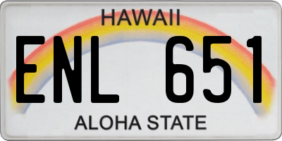 HI license plate ENL651
