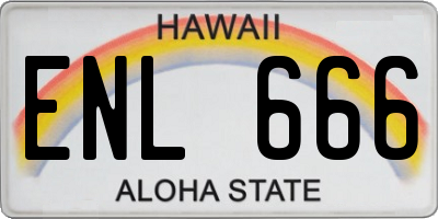 HI license plate ENL666