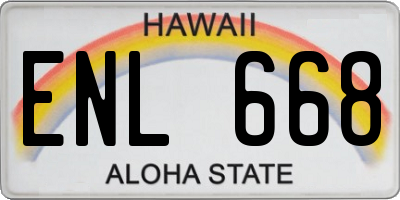 HI license plate ENL668
