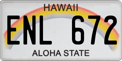 HI license plate ENL672