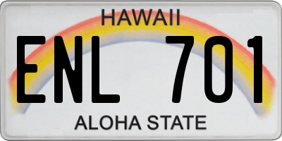 HI license plate ENL701